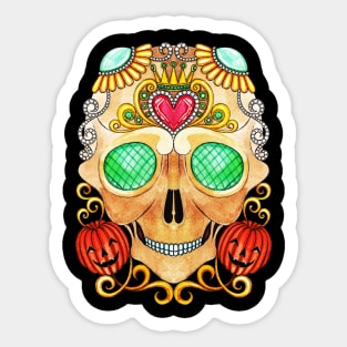 Sugar skull fancy vintage and pumpkin day of the dead. Sticker